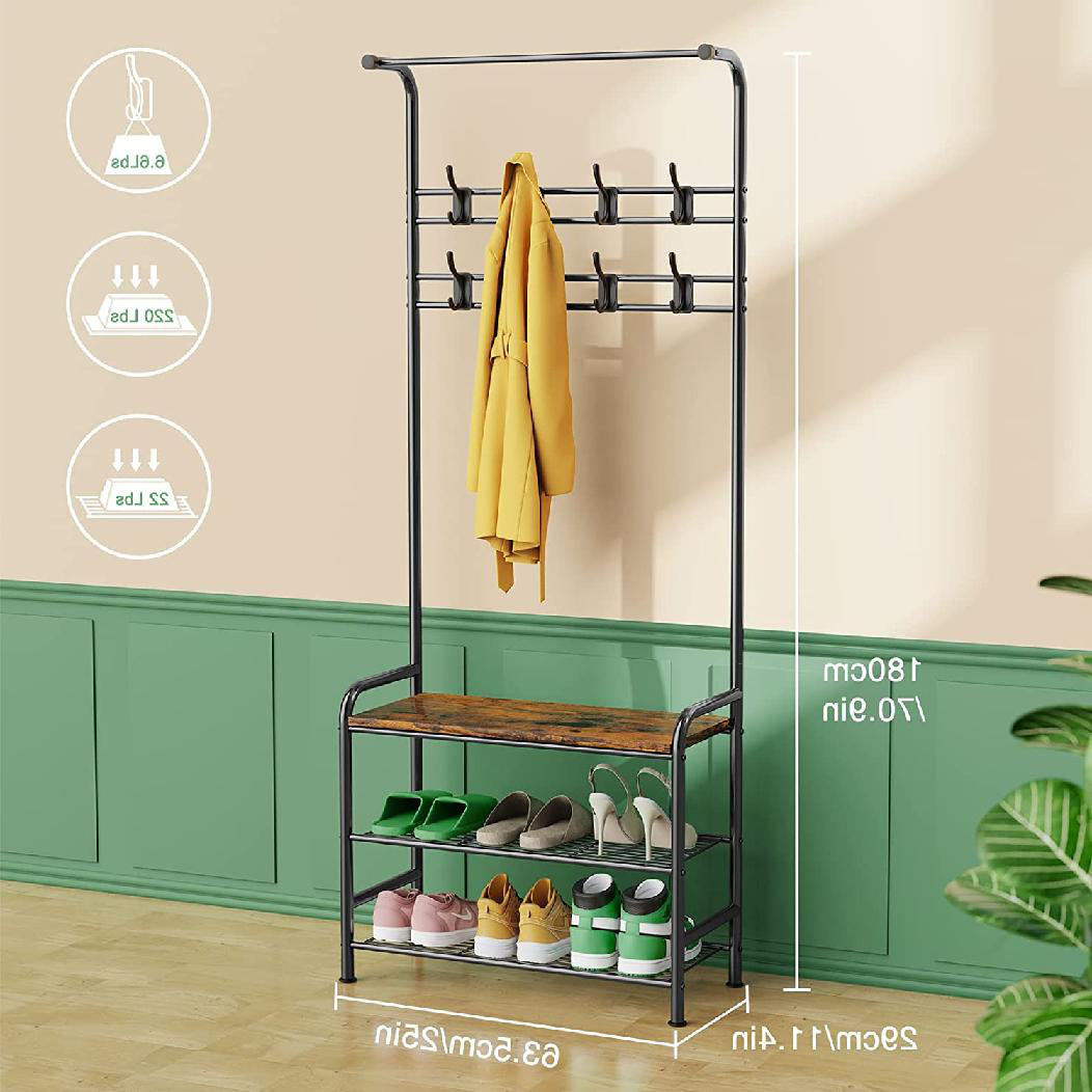 17 Stories Anheuser 25'' Wide Steel Hall Tree with Bench and Shoe Storage Wayfair