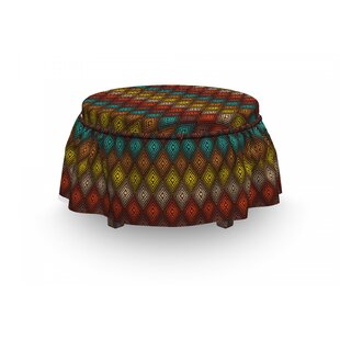 Geometric Dots 2 Piece Box Cushion Ottoman Slipcover Set By East Urban Home