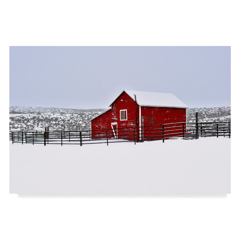 Trademark Art Red Barn In Winter Photographic Print On Wrapped