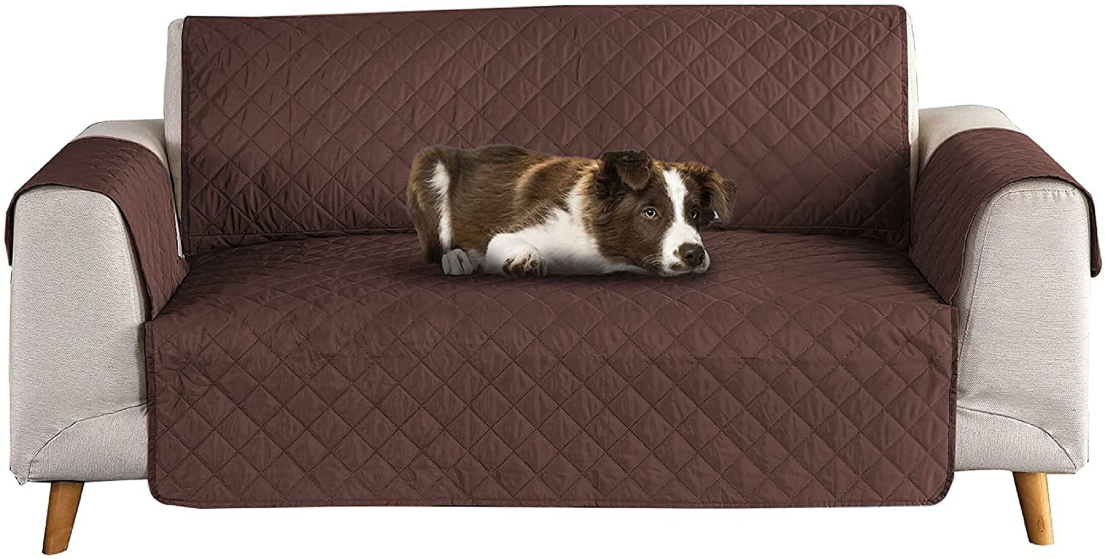 Ease Sofa Slipcover Reversible Couch Cover Water Resistant Sofa Cover Furniture Protective Cover with Elastic Band for Pet Children Kids Cat Dog Loveseat, Wine/Wine 