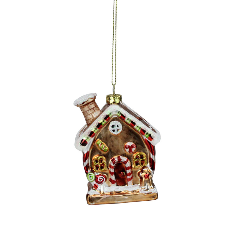 Northlight Gingerbread Kisses Glittered Glass House Decorative Christmas Ornament Reviews Wayfair