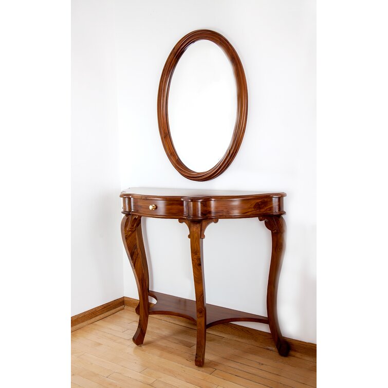 The Silver Teak 41 5 Solid Wood Console Table And Mirror Set Wayfair