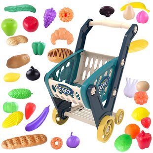 Melissa & Doug Kids Shopping Cart Folding Seat Metal Toy 10 Grocery Boxes for sale online 