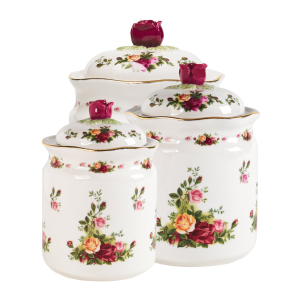 Brand New Tower T826001RW LINEAR Set of 3 Kitchen Canisters White & Rose Gold 