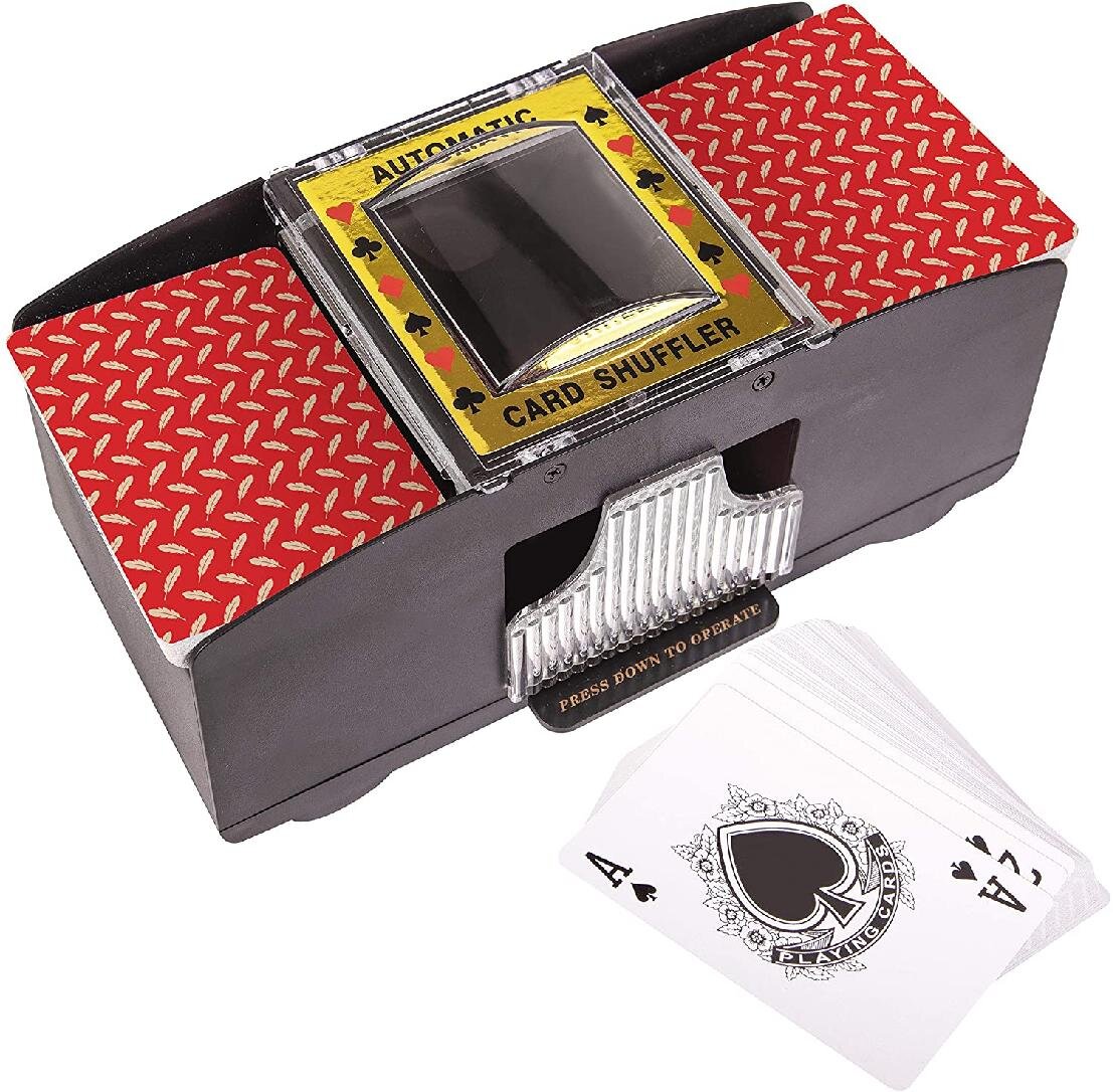 WILLIZTER Automatic Poker Card Shuffler 1-2 Decks Battery Operated Electric Poker Shuffler Card Shuffler for Porker Home Card Games Tables Rummy Blackjack 