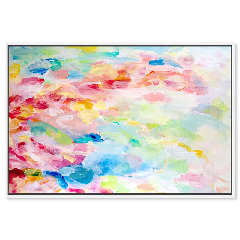Rainbow Pastel Drops - Floater Frame Painting on Canvas