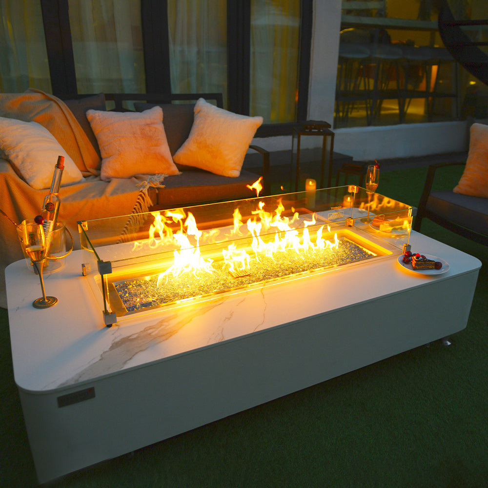 Elementi 14.4'' H x 62'' W Concrete Outdoor Fire Pit Table with Lid