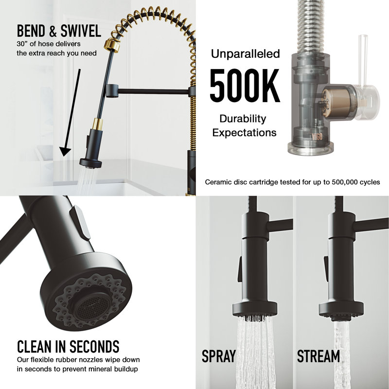 Vigo Edison Pull Down Single Handle Kitchen Faucet With Deck Plate Reviews Wayfair