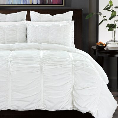 Nmk Textiles Inc Ruffled Duvet Cover Set Size King Color Bright White