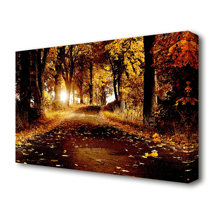 East Urban Home Autumn Golden Leaves Forest Canvas Print Wall Art ...