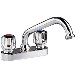 Deck Mounted Laundry Faucet with Hose End Spout and Double Knob Handle