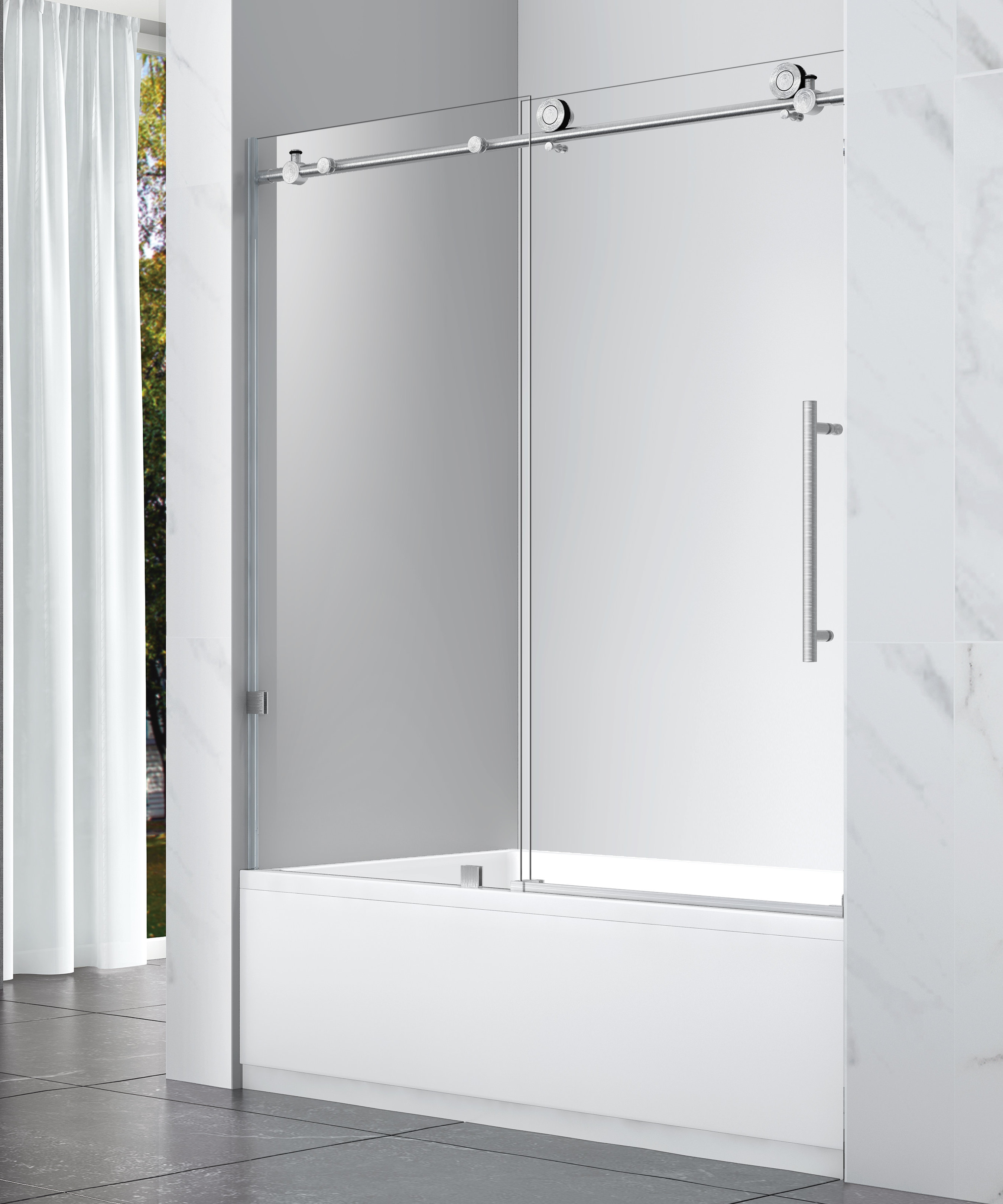 Legion Furniture 33 X 65 Single Sliding Frameless Shower Door