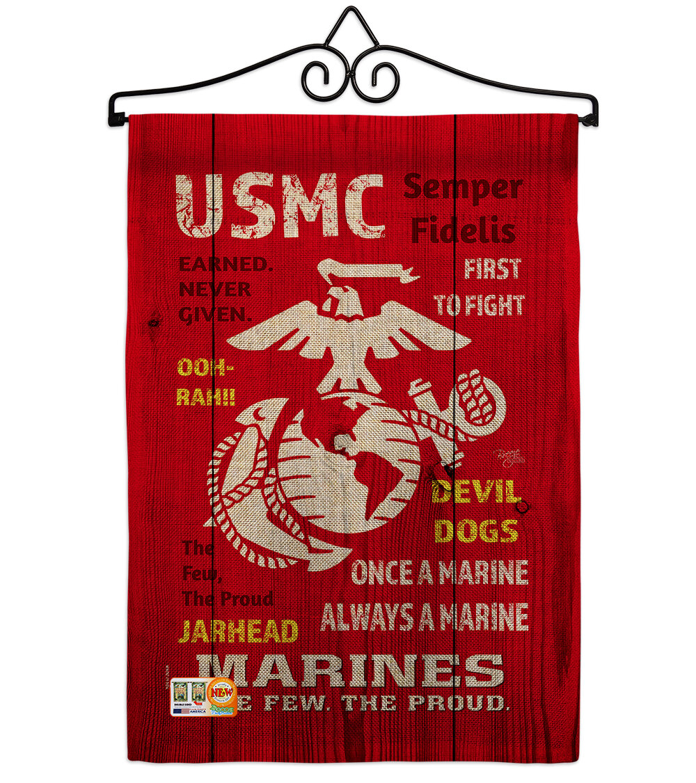 Breeze Decor Usmc 2 Sided Burlap 19 X 13 In Garden Flag Wayfair