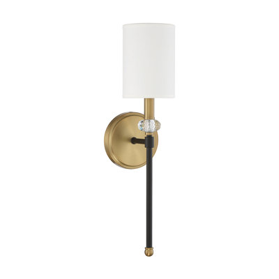 Gorje 1-Light Wall Sconce In Matte Black With Warm Brass Accents