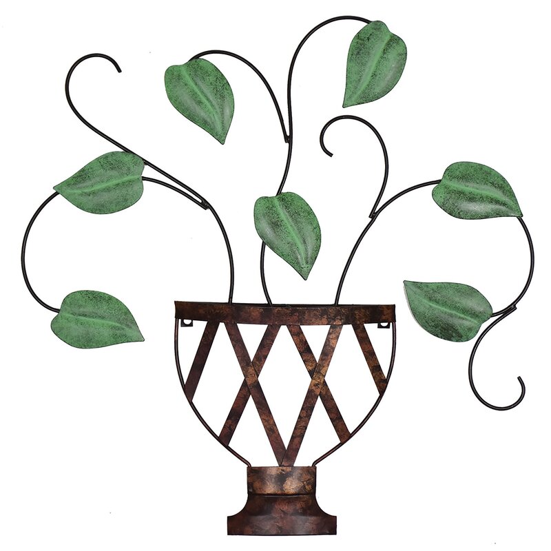 Lillian Potted Plant Metal Wall Art - Floral Metal Wall Decoration