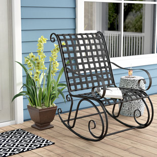 Metal Patio Rocking Chairs You Ll Love Wayfair Saundra Iron Outdoor Patio Rocker