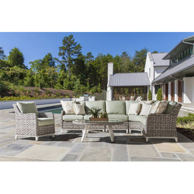 Iksunteak Seaside 5 Piece Teak Sunbrella Sectional Set With Cushions Wayfair