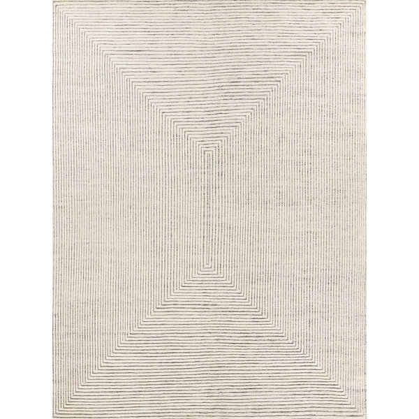 Exquisite Rugs Crescent Hand-Knotted Wool Striped Area Rug In Ivory ...