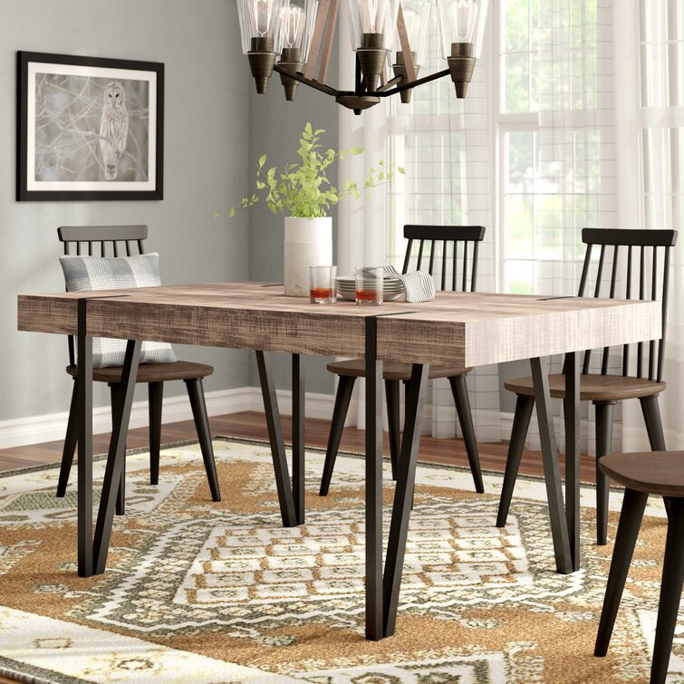 alyssa rustic midcentury wood top dining table