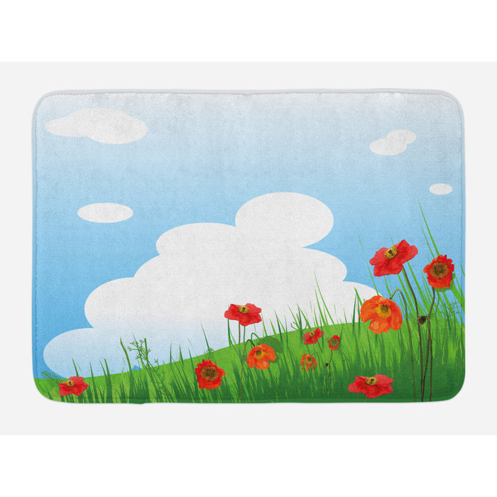 East Urban Home Ambesonne Poppy Bath Mat By Idyllic Grassy Summer