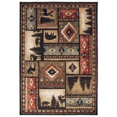 5X8 Lodge Cabin Bear Paw Black Cubs Area Rug Rugs New Beige Red Southwestern