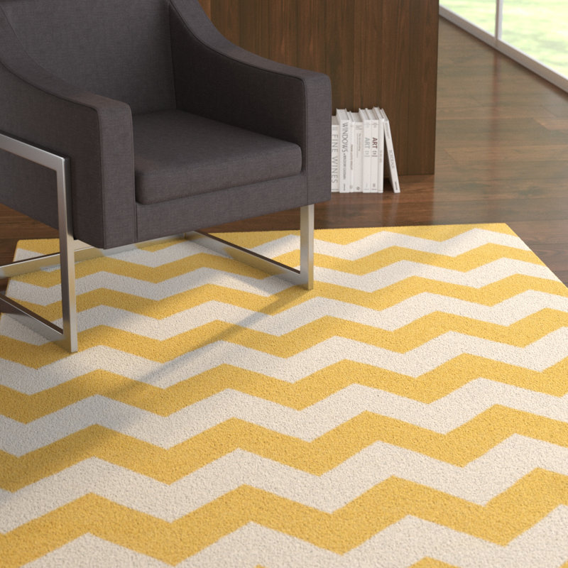 Ebern Designs Bangor Yellow Chevron Area Rug Wayfair Bangor Yellow Chevron Area Rug