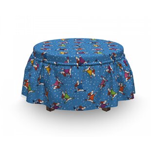 Skater Dogs In Sweaters Xmas Ottoman Slipcover (Set Of 2) By East Urban Home