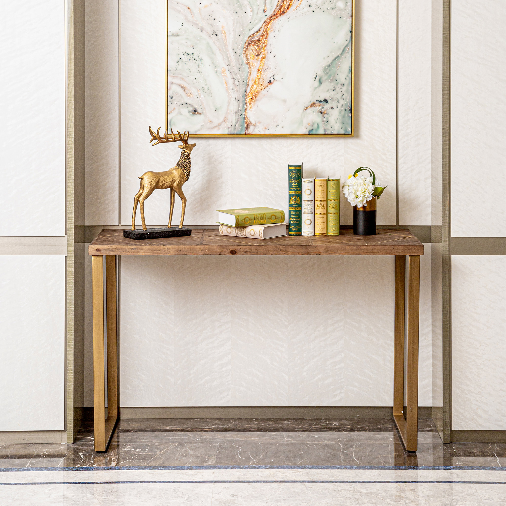 Millwood Pines Elegant Modern Office Table, Entry Table Wooden 48 ...