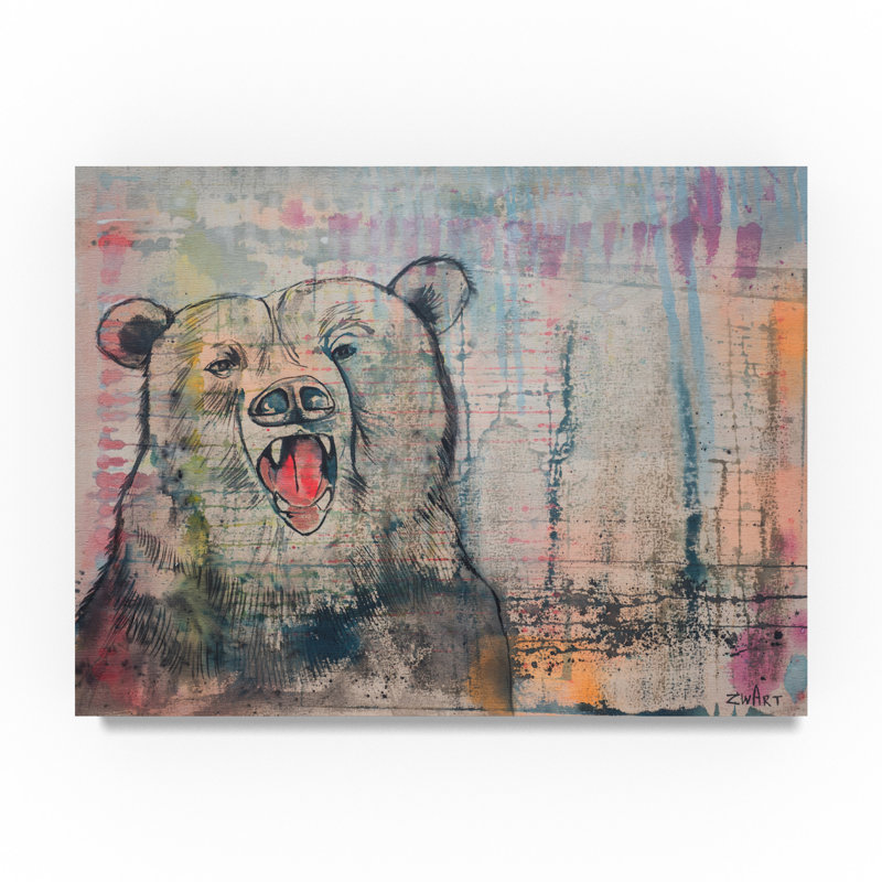 Trademark Art Big Bear Head Acrylic Painting Print On Wrapped