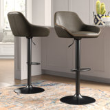 Thibodeaux Adjustable Height Swivel Bar Stool (Set of 2) by Mistana™