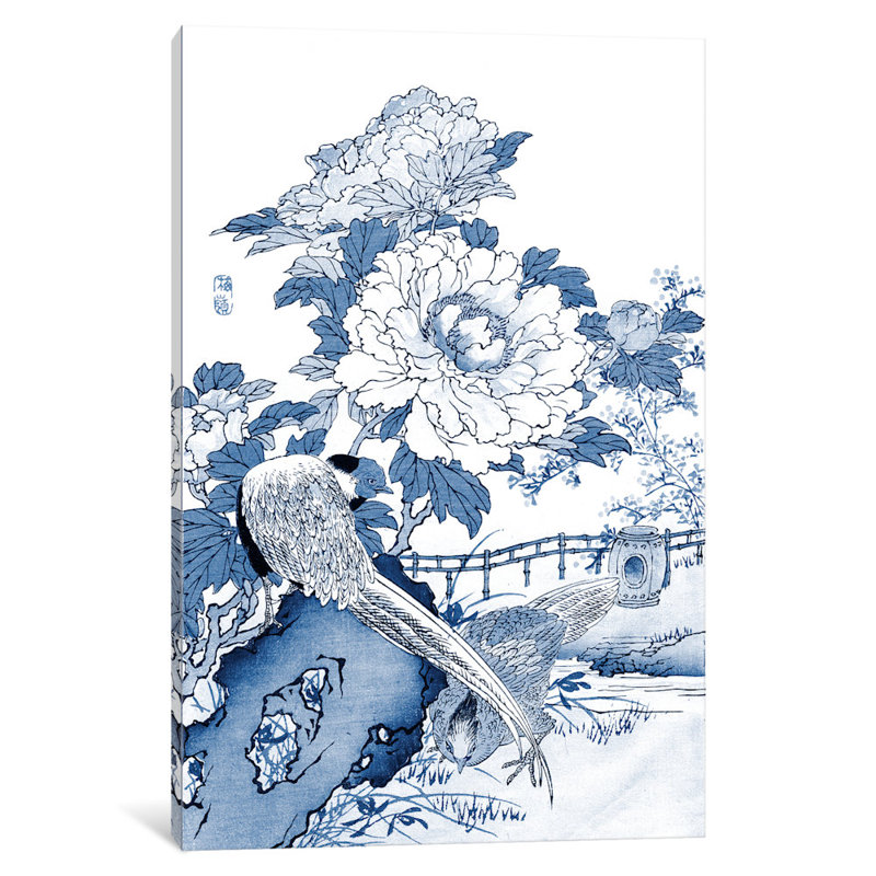 East Urban Home Blue White Asian Garden Ii Painting Print On