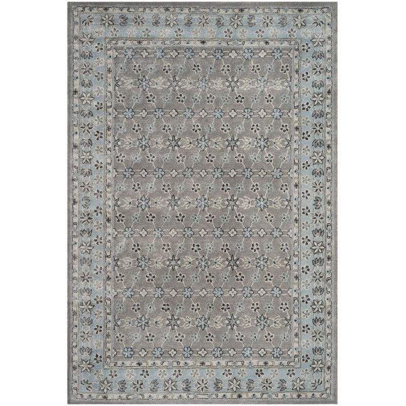 Charlton Home Blassingame Hand Tufted Wool Gray Blue Area Rug Reviews Wayfair