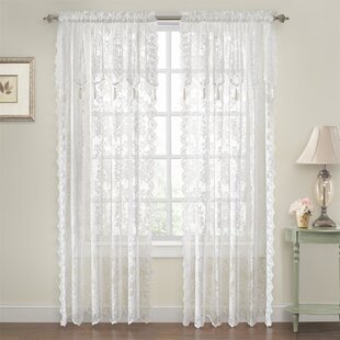 SCOFEEL HOME 1 Panel Top Lace Window Curtain Drape for Living Room