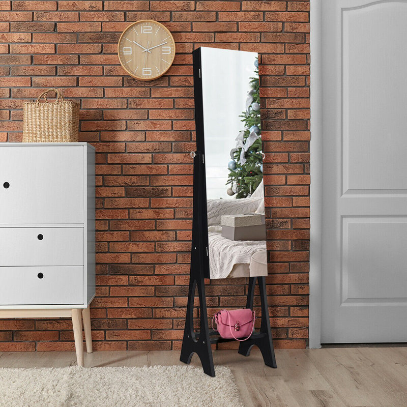 Red Barrel Studio Hala Led Free Standing Jewelry Armoire With Mirror Wayfair Led makeup mirror,megpo rotatable lighted vanity mirror smart touch screen 16 led lights adjustable. hala led free standing jewelry armoire with mirror