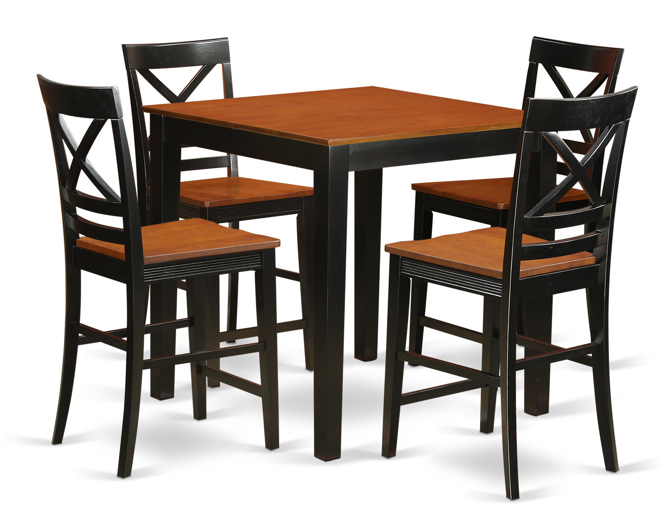 East West 5 Piece Counter Height Rubberwood Solid Wood Dining Set Reviews Wayfair