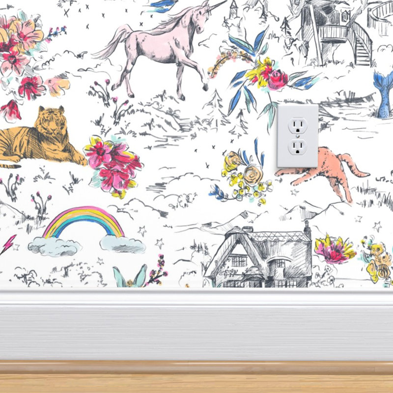 Ebern Designs Gandhi Fairy Tale Unicorns Removable Wallpaper Panel