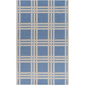 Abington Hand-Hooked Bright Blue/Khaki Area Rug