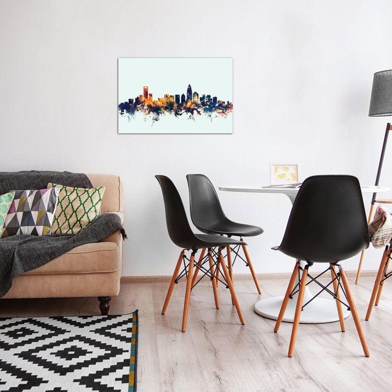 East Urban Home Skyline Series Charlotte North Carolina Usa On Blue Painting Print On Wrapped Canvas Wayfair