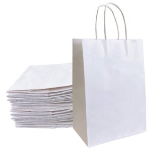 6 kraft paper twist handle bags tissue ribbon tags Paw print premium party pack