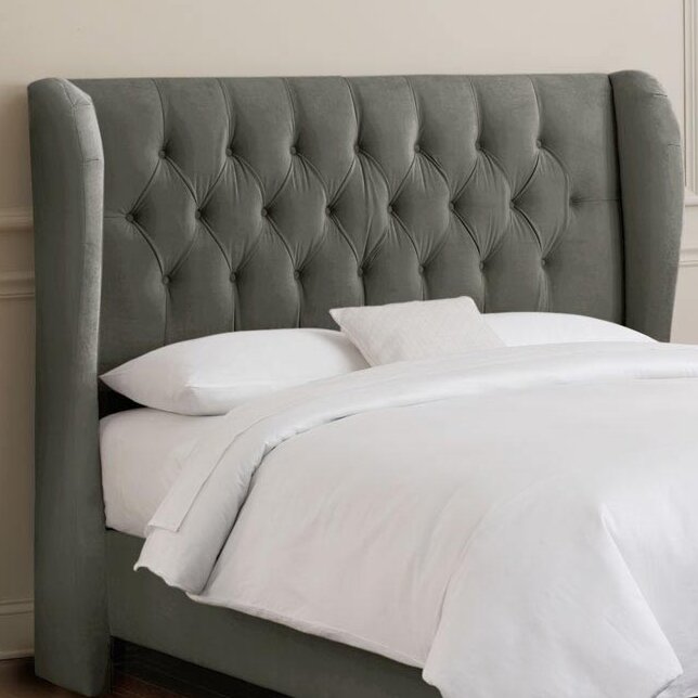 Full Tufted Wingback Bed Velvet Pearl - Skyline Furniture : Target