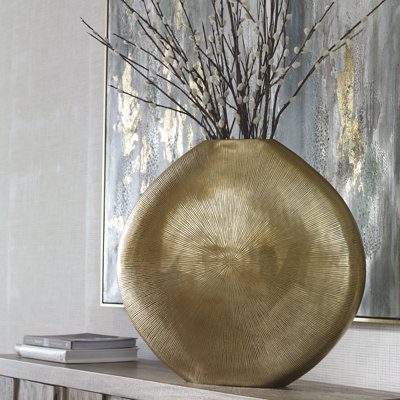 Amalyah Champagne Silver 22'' Metal Floor Vase