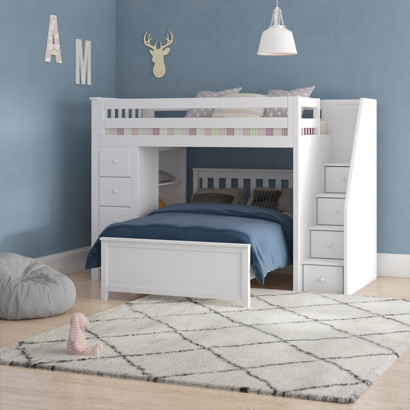 Harriet Bee Ayres L Shaped Bunk Beds With Drawers And Bookcase