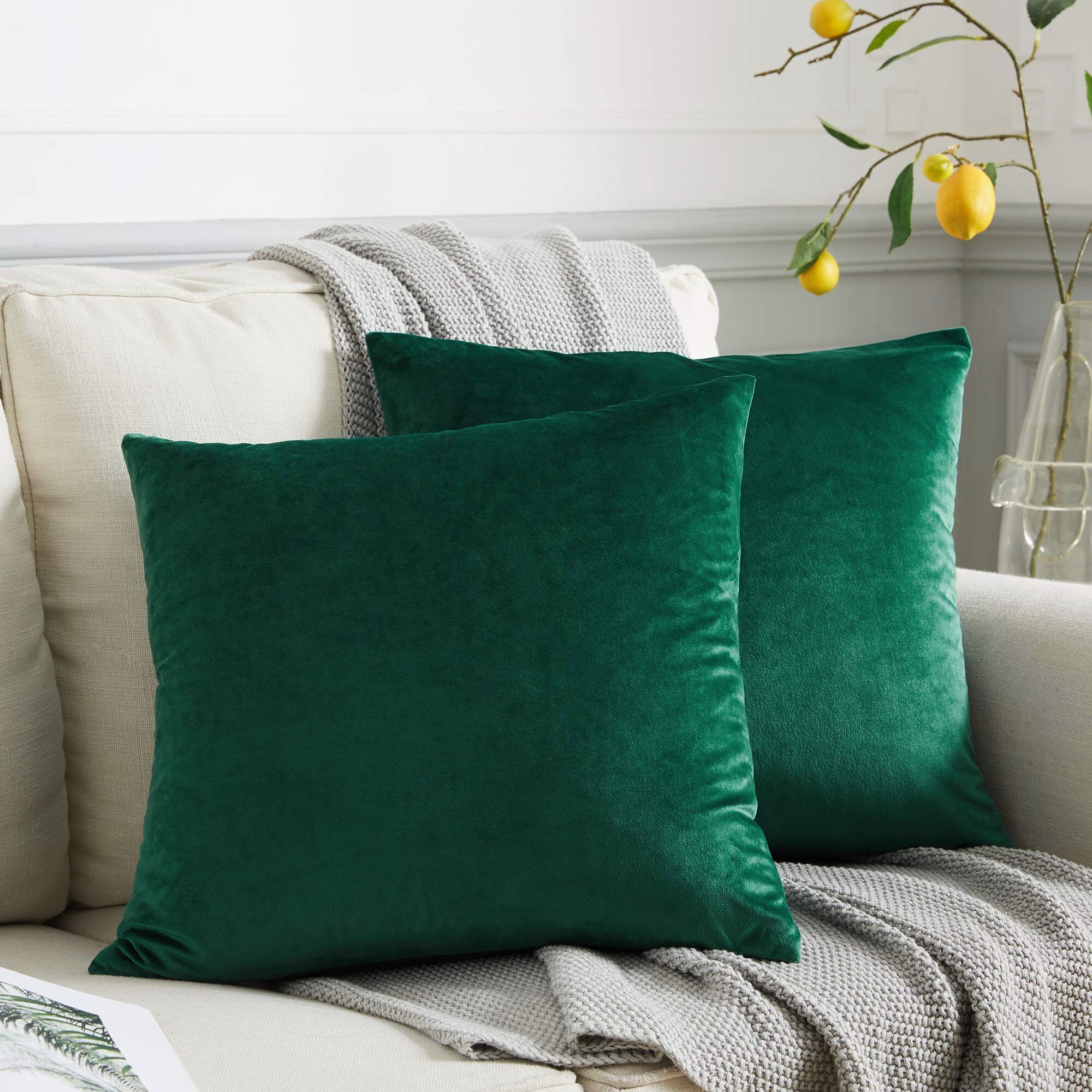 Modern Velvet Cushion Cover Throw Pillow Case Home Sofa Waist Decor Zip Up UK