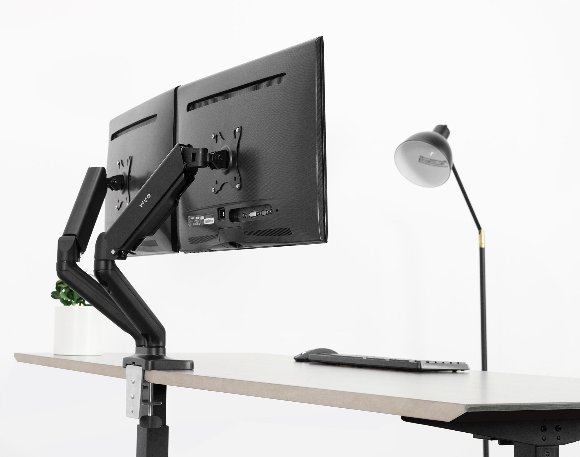 Vivo Dual Monitor Counterbalance Gas Spring Height Adjustable Universal 2 Screen Desk Mount Reviews Wayfair
