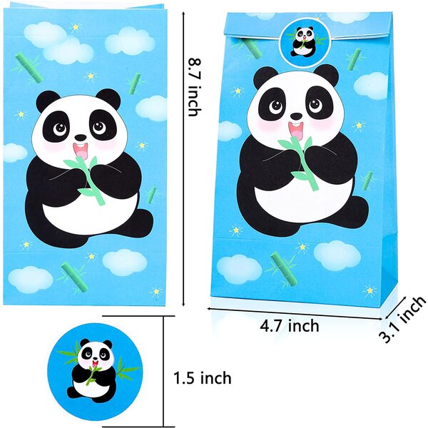3 sheets Large Panda Stickers for Kids birthday Party Goodies Bags/Nursery 