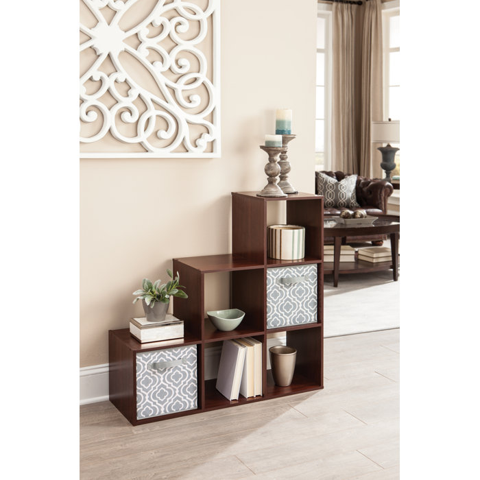 Closetmaid Cubeicals 3 2 1 Step Bookcase With 2 Fabric Bins