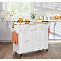 Three Posts 53 75 Kitchen Cart With Solid Wood Top And Locking Wheels Reviews Wayfair