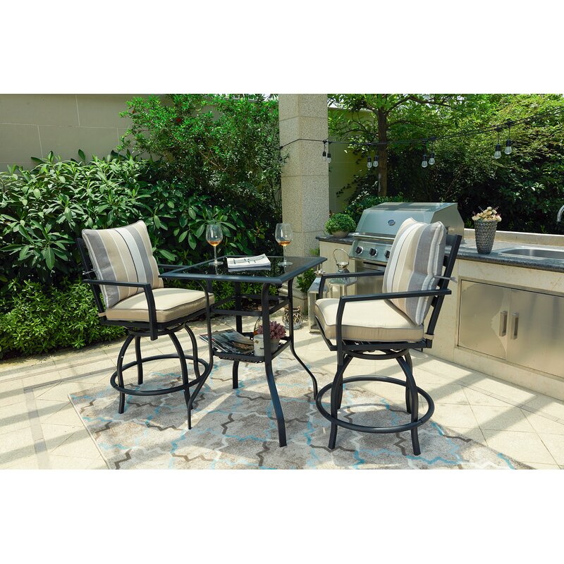 zaina 3 piece bistro set with cushions