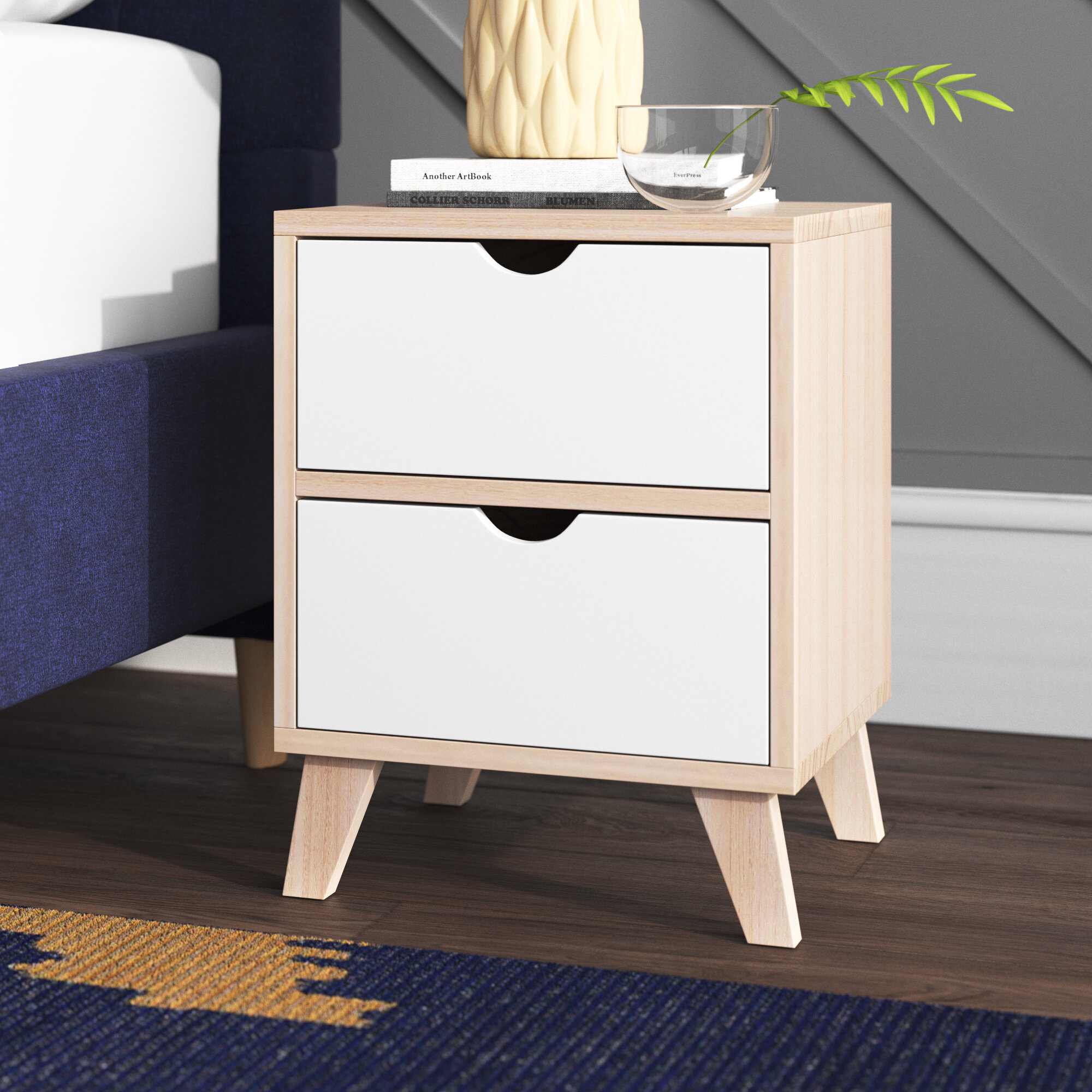 light wood and white nightstand