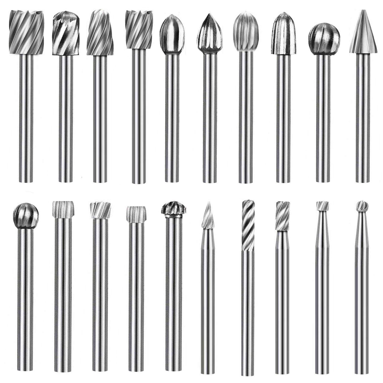 Drill Bits 6pcs 6mm 1/4 Inch Shank High Speed Steel Rotary File Burrs Bit Grinder Head Carving Tool Set 